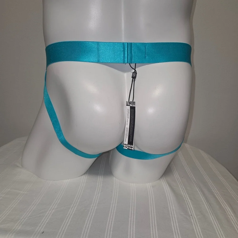 Cosabella Studio Mens Tropical Leaf Lace Jockstrap Teal Navy Blue Underwear